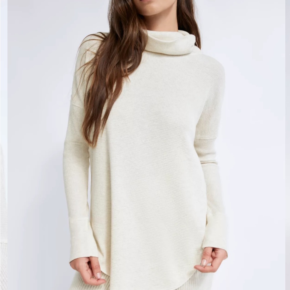 The Group Babaton Thermal Cowlneck in Heather birch (sold out). Size small